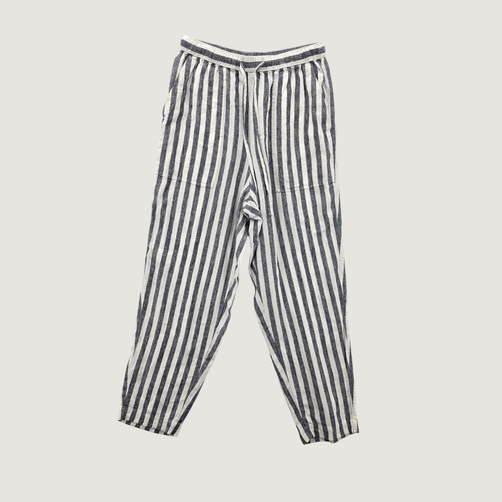 Universal Thread Linen Blend Striped Pants Blue White Small Beachy Summer Boho